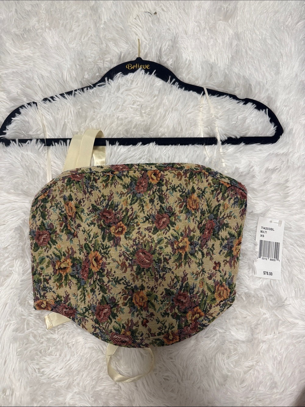 Bloomingdale's Floral Tapestry Backpack in Beige, Red, Green